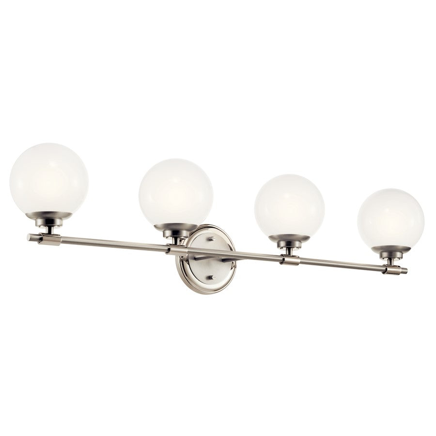 Kichler Benno 34" 4 Light Vanity, Polished Nickel/Brushed Nickel/Opal - 55173PN