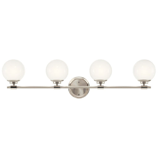 Kichler Benno 34" 4 Light Vanity, Polished Nickel/Brushed Nickel/Opal