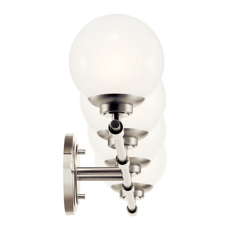 Kichler Benno 34in 4-Light Vanity | Polished Nickel Steel & Opal Glass | Bathroom Vanity Light | 4 x 40W G9, Dimmable, Damp Rated | Model 55173PN