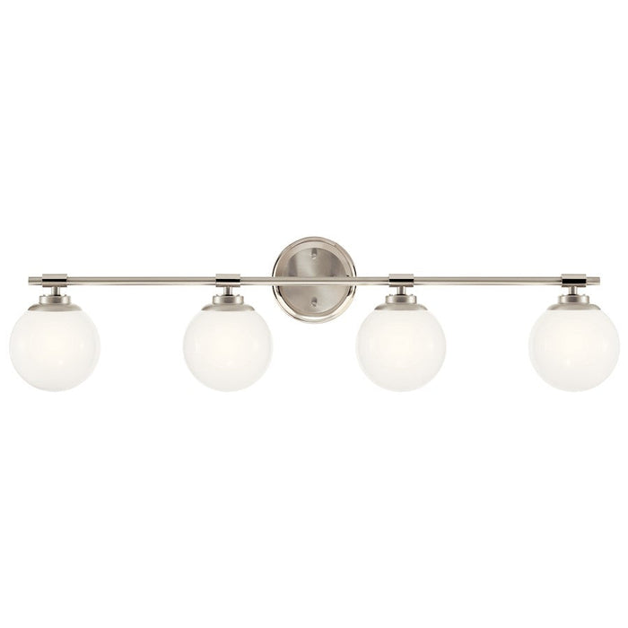 Kichler Benno 34" 4 Light Vanity, Polished Nickel/Brushed Nickel/Opal