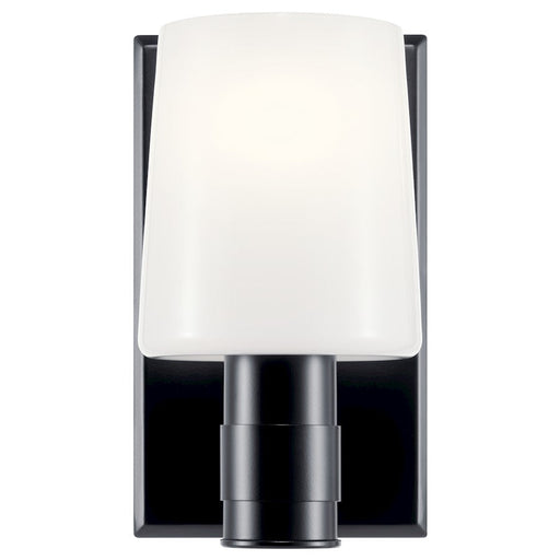 Kichler Adani 8.5" 1 Light Vanity, Black/Opal Glass