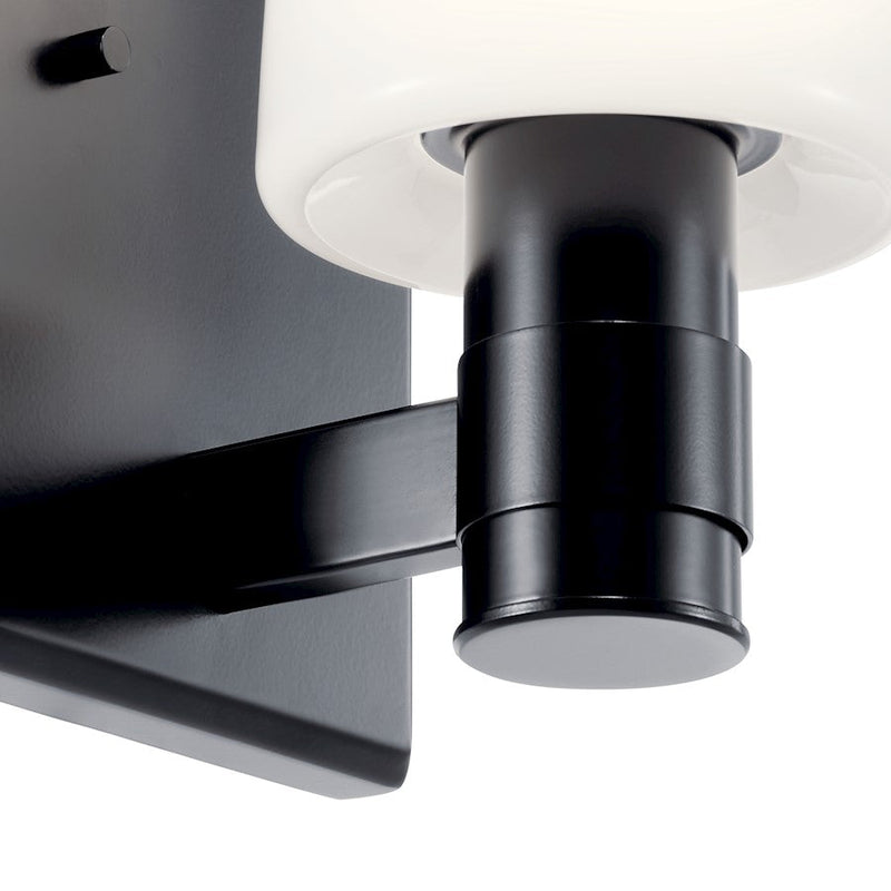 Kichler Adani 8.5in 1-Light Vanity Light | Black Steel & Opal Glass | Bathroom Vanity Light | 60W Max, Incandescent, 120V, Damp Rated | Model 55174BK