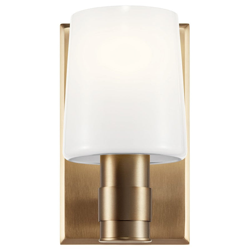 Kichler Adani 8.5in 1-Light Vanity Light | Soft Modern Champagne Bronze & Opal Glass | Bathroom & Powder Room Light | Incandescent | Model 55174CPZ