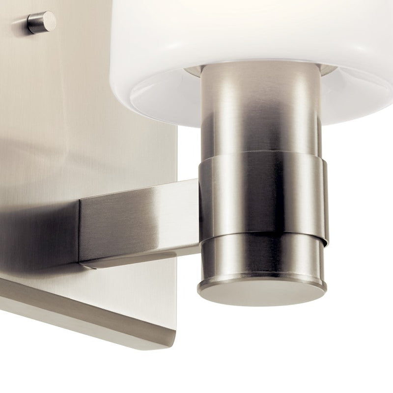 Kichler Adani 8.5in 1-Light Vanity | Brushed Nickel & Opal Glass | Bathroom Vanity & Powder Room Light | 1x60W Incandescent, Damp Rated | Model 55174NI