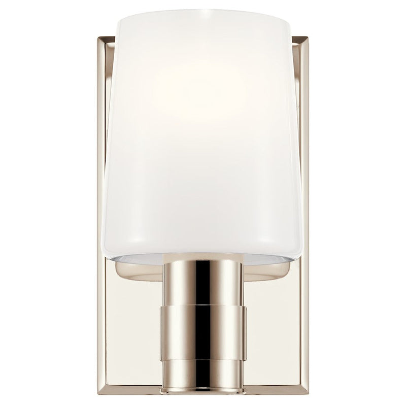 Kichler Adani 8.5in Wide 1-Light Vanity Light | Modern Polished Nickel & Opal Glass | Bathroom & Powder Room Light | 60W Incandescent | Model 55174PN