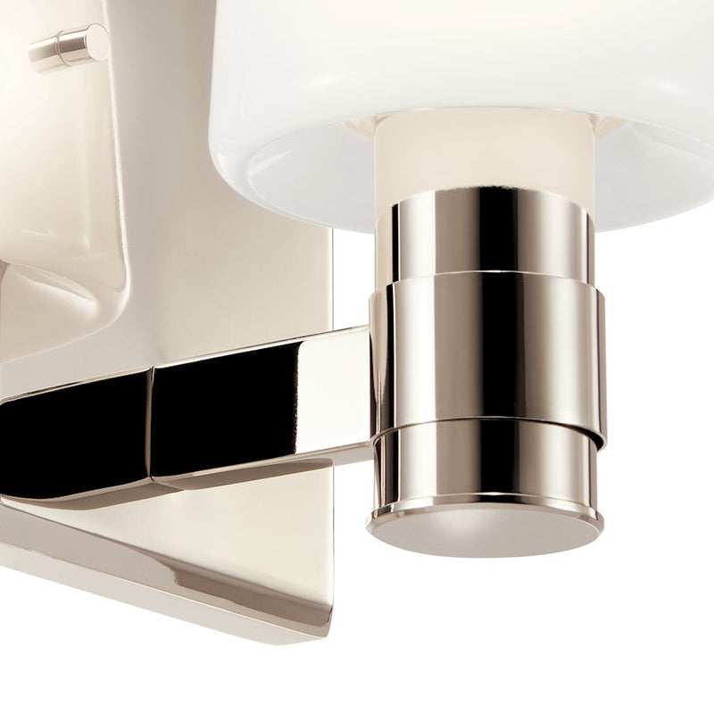 Kichler Adani 8.5in Wide 1-Light Vanity Light | Modern Polished Nickel & Opal Glass | Bathroom & Powder Room Light | 60W Incandescent | Model 55174PN
