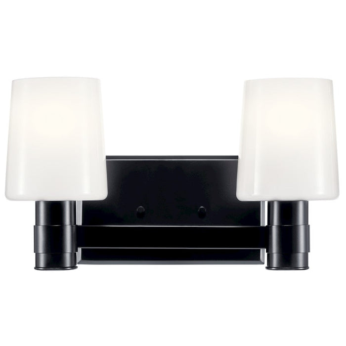 Kichler Adani 14.5" 2 Light Vanity, Black/Opal Glass