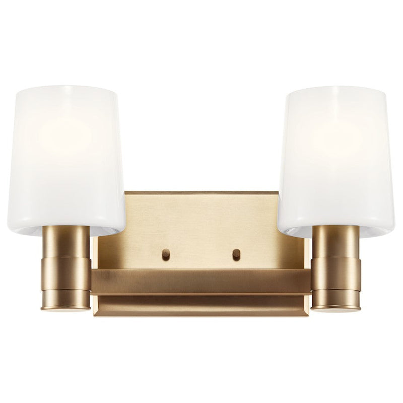 Kichler Adani 14.5in 2-Light Bathroom Vanity Light | Modern Champagne Bronze & Opal Glass | Bathroom & Powder Room Vanity Light | Max 60W | Model 55175CPZ