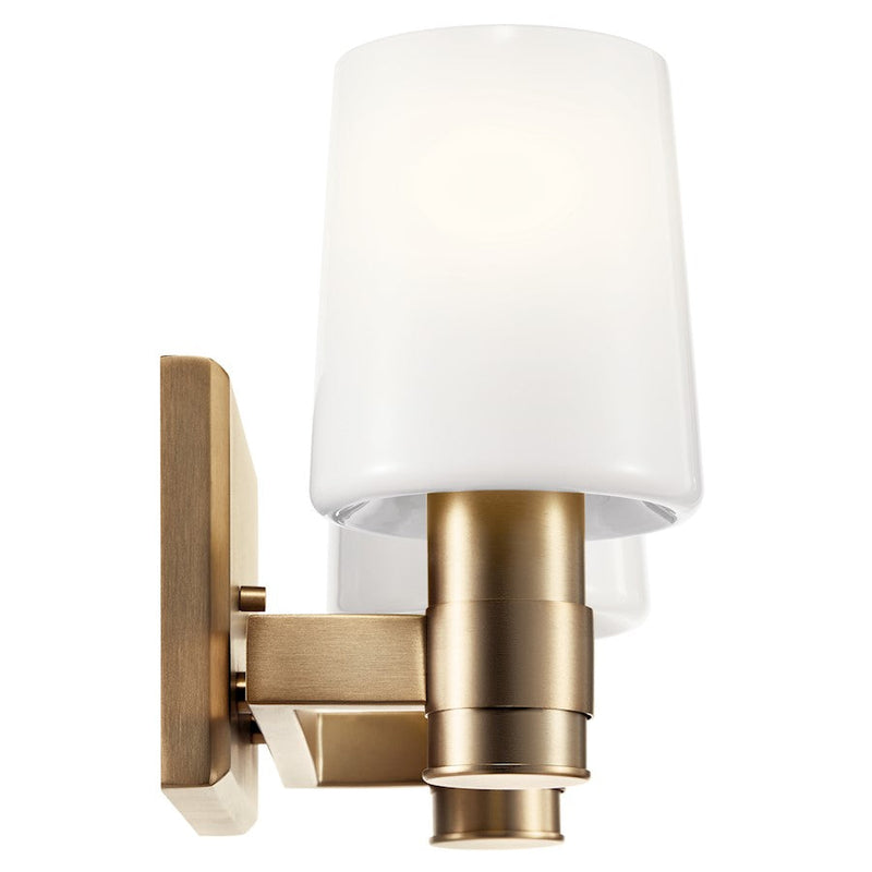Kichler Adani 14.5in 2-Light Bathroom Vanity Light | Modern Champagne Bronze & Opal Glass | Bathroom & Powder Room Vanity Light | Max 60W | Model 55175CPZ