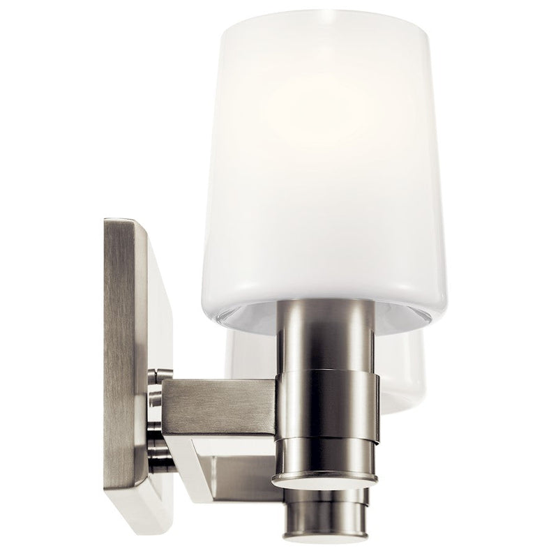 Kichler Adani 14.5in 2-Light Vanity Light | Modern Brushed Nickel & Opal Glass | Bathroom & Powder Room Lighting | 14.5in W x 8.25in H | Model 55175NI