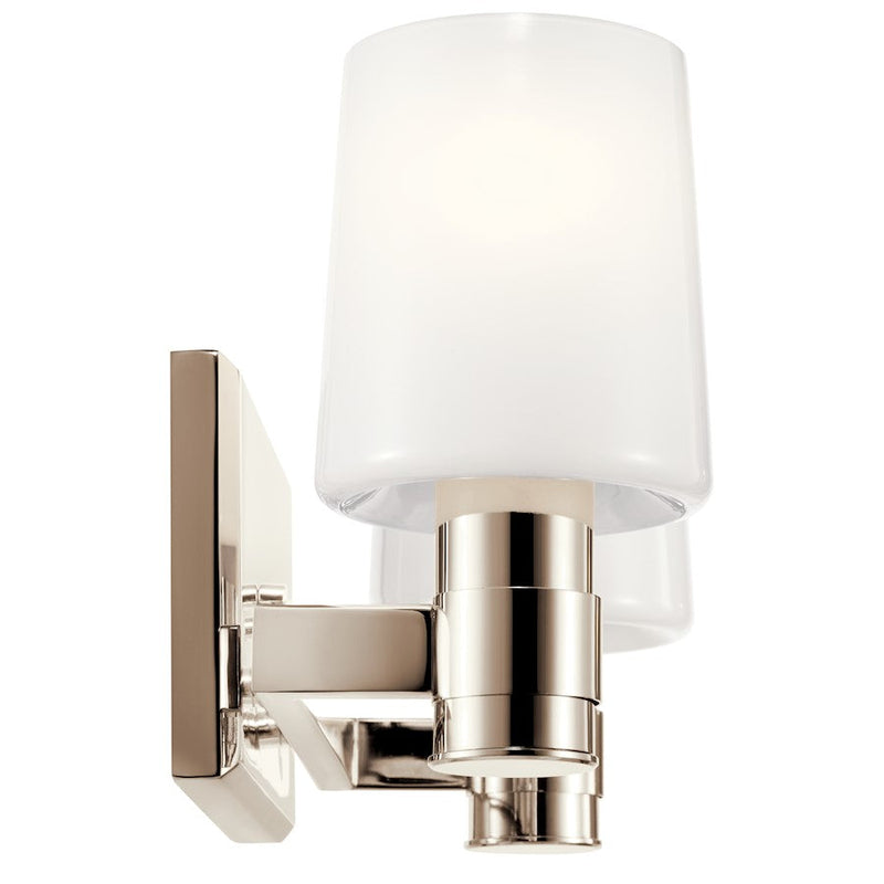 Kichler Adani 14.5in 2-Light Vanity Light | Soft Modern Polished Nickel & Opal Glass | Bathroom & Powder Room Vanity | (2) 60W E26 | Model 55175PN
