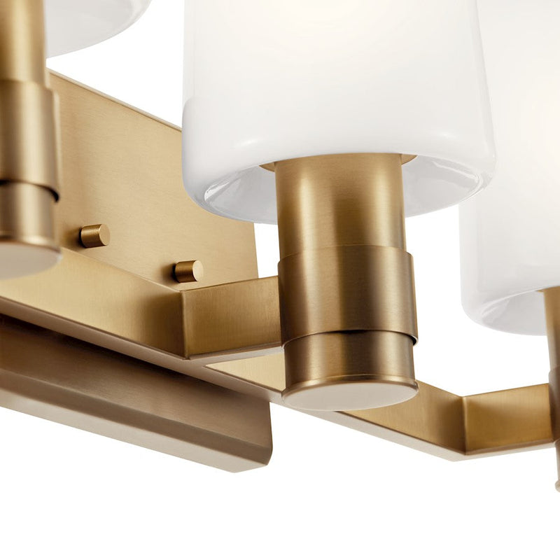 Kichler Adani 24in 3-Light Vanity | Soft Modern Champagne Bronze & Opal Glass | Bathroom Vanity Light for Double Sink | 60W Max per Bulb | Model 55176CPZ