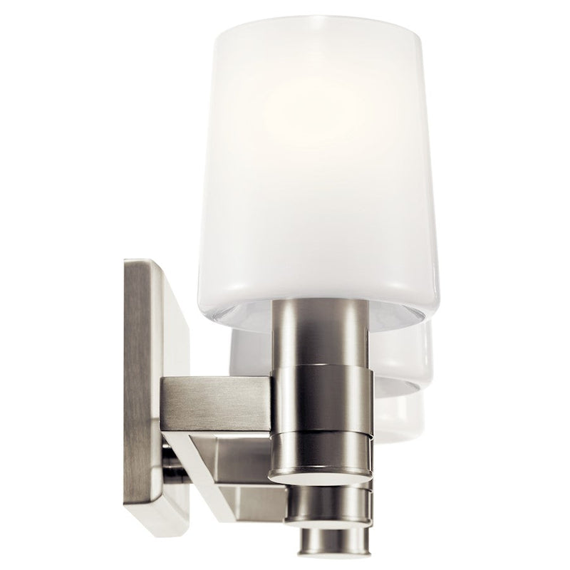 Kichler Adani 24in 3-Light Vanity Light | Soft Modern Brushed Nickel & Opal Glass | Bathroom & Powder Room Vanity Light | 3 x 60W Max, E26 | Model 55176NI
