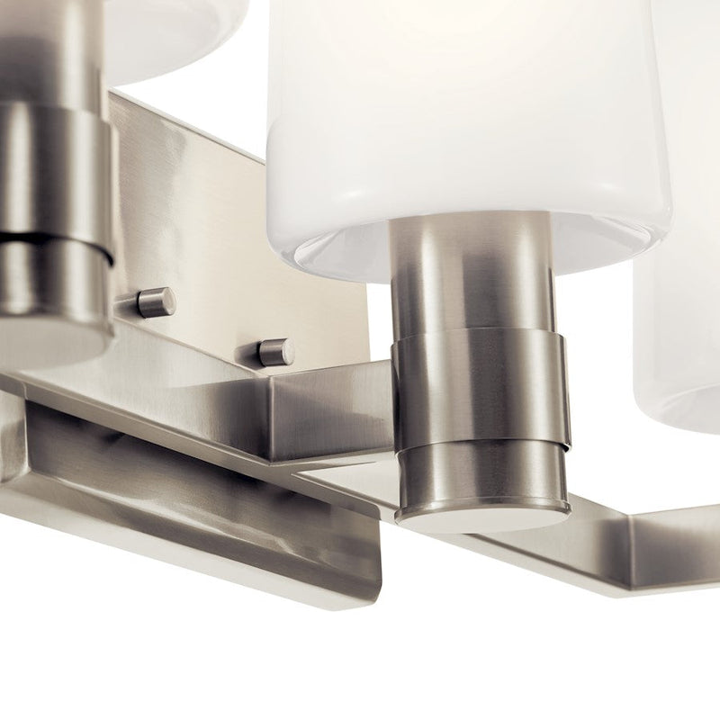 Kichler Adani 24in 3-Light Vanity Light | Soft Modern Brushed Nickel & Opal Glass | Bathroom & Powder Room Vanity Light | 3 x 60W Max, E26 | Model 55176NI