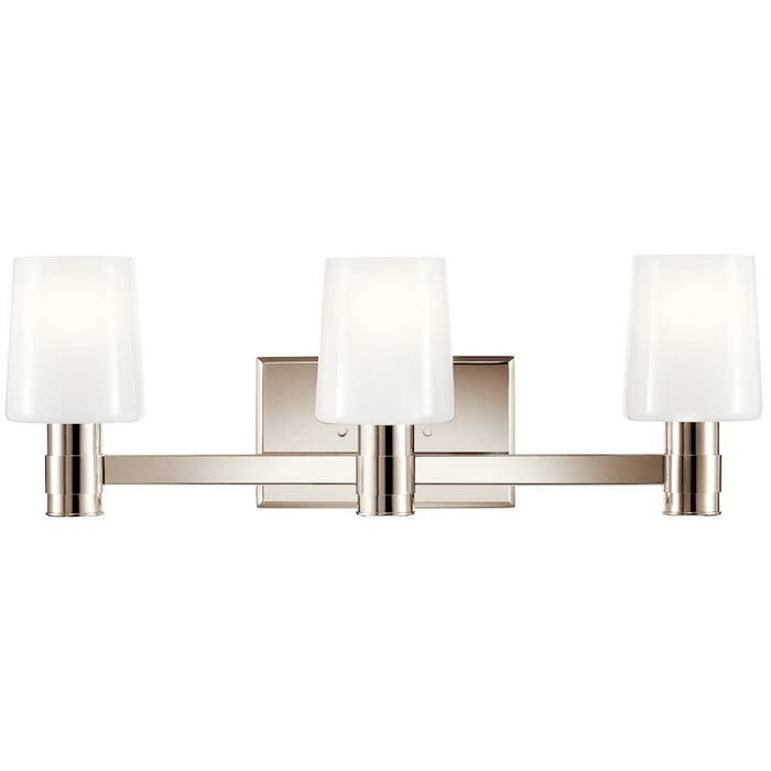 Kichler Adani 24" 3 Light Vanity, Polished Nickel/Opal Glass