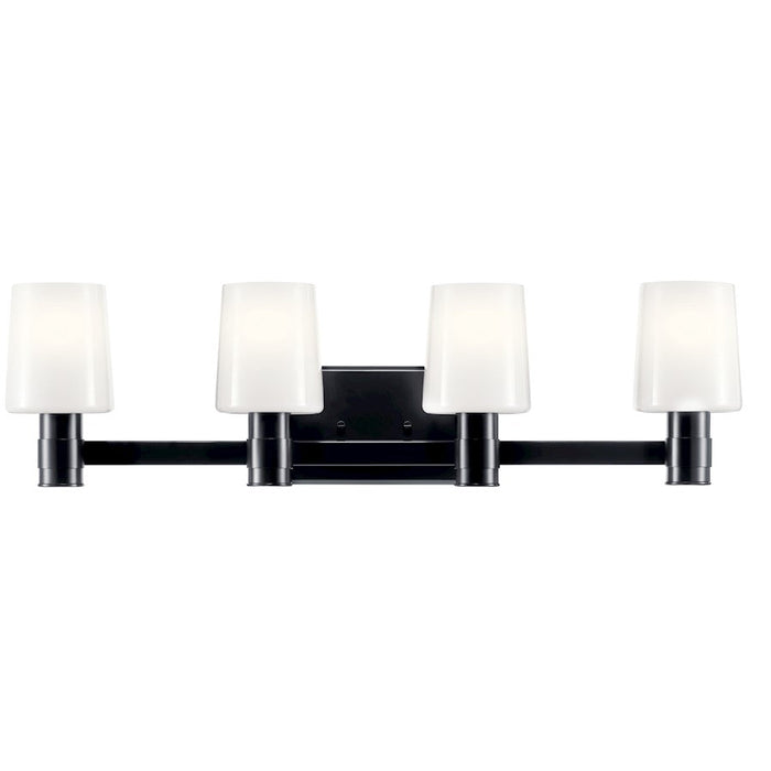 Kichler Adani 30" 4 Light Vanity, Black/Opal Glass