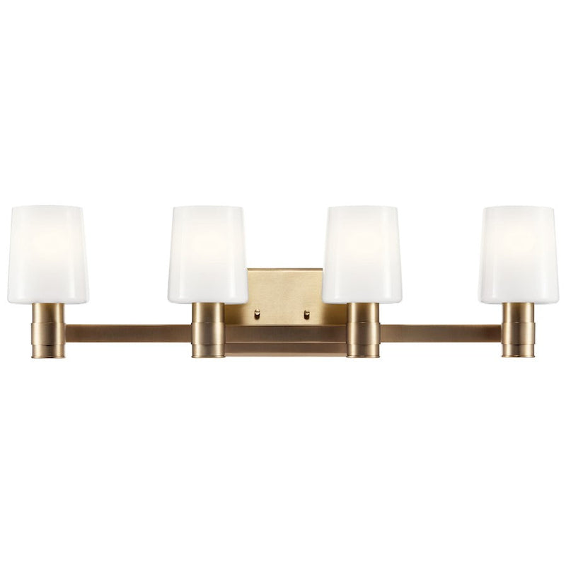 Kichler Adani 30in 4-Light Vanity Light | Champagne Bronze Steel & Opal Glass | Bathroom Vanity & Powder Room Light | Dimmable | Model 55177CPZ