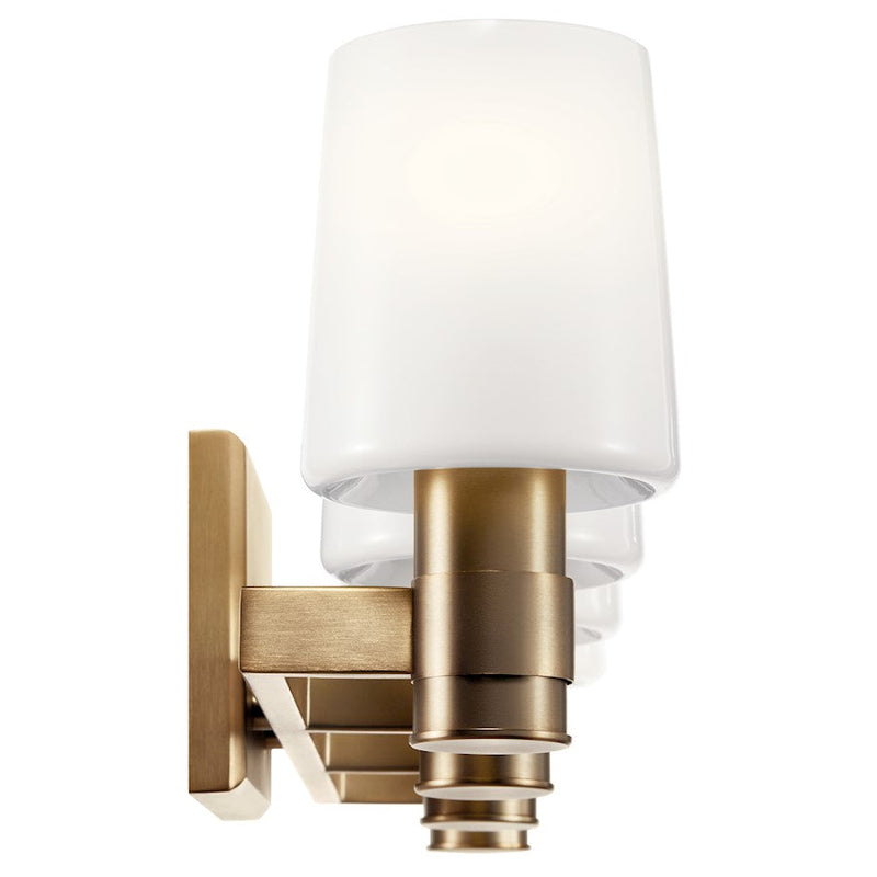 Kichler Adani 30in 4-Light Vanity Light | Champagne Bronze Steel & Opal Glass | Bathroom Vanity & Powder Room Light | Dimmable | Model 55177CPZ