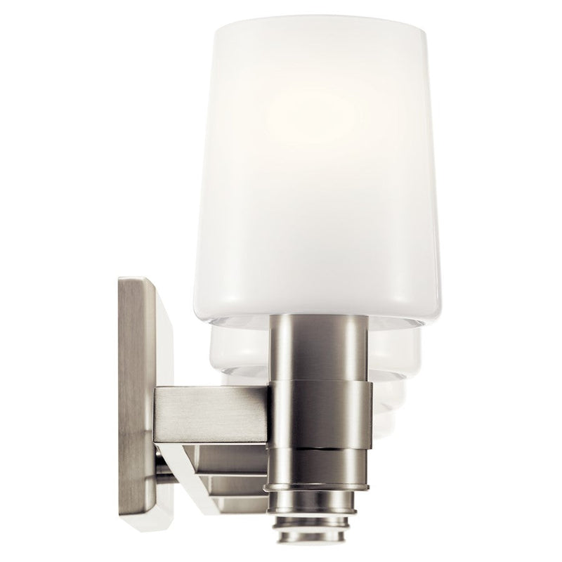 Kichler Adani 30in 4-Light Vanity Light | Brushed Nickel & Opal Glass | Bathroom Vanity Light | 4 x 60W E26, Damp Rated | Model 55177NI