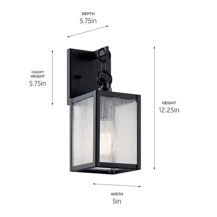 Kichler Lahden 1 Light Outdoor Wall Light, Black/Clear Seeded