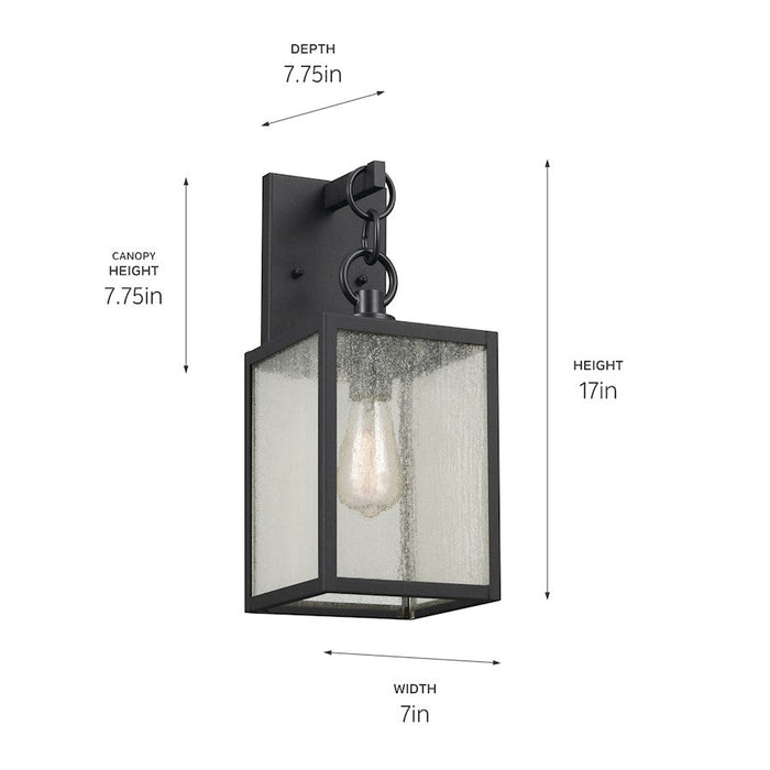 Kichler Lahden 1 Light Outdoor Wall Light, Black/Clear Seeded