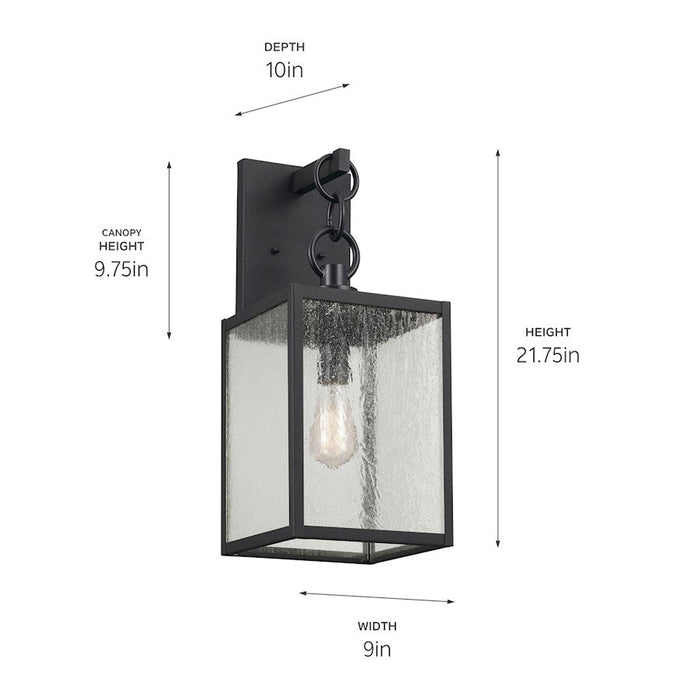 Kichler Lahden Outdoor Wall Light, Black/Clear Seeded