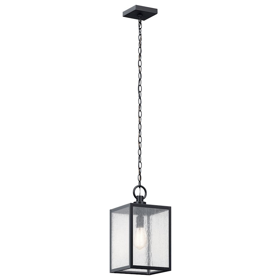 Kichler Lahden 17" 1 Lt Outdoor Pendant/Semi Flush, Black/Clear Seed - 59008BKT