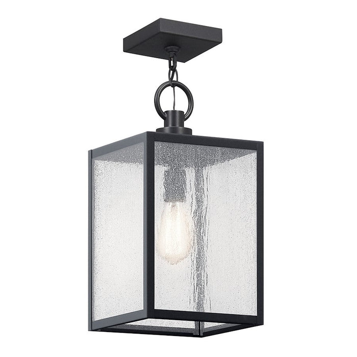 Kichler Lahden 17" 1 Lt Outdoor Pendant/Semi Flush, Black/Clear Seed