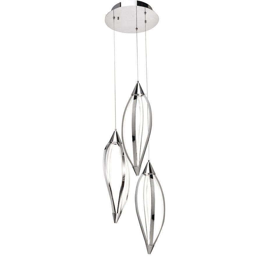 Kichler Meridian Cluster 3 Light Pendant, LED, Chrome - 83388