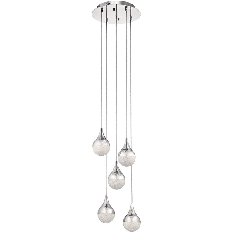 Kichler Kiss Cluster 5 Light Pendant, LED, Chrome - 83948