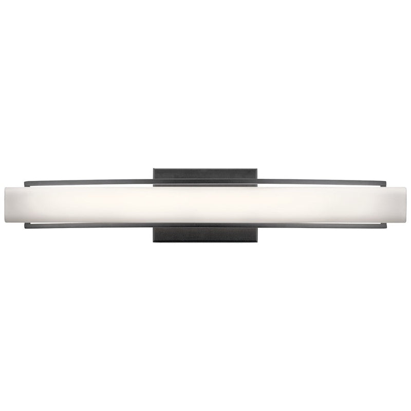 Kichler Rowan 25in Linear Bath Vanity Light | Contemporary Matte Black Steel & Clear Satin Etched Glass | Bathroom Light | Integrated LED | Model 84129