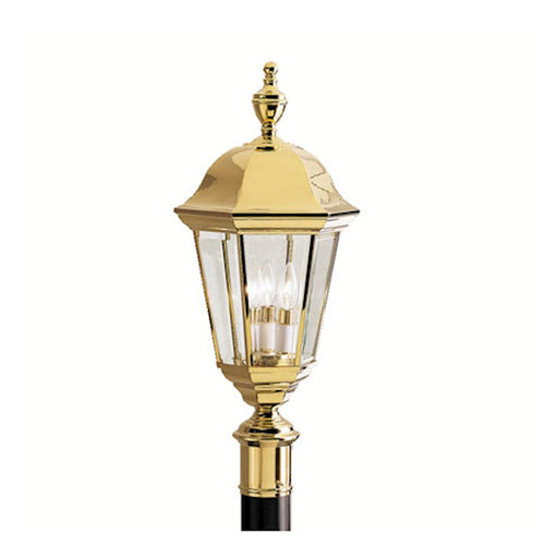 Kichler Grove Mill 3 Light Outdoor Post Light, Polished Brass - 9989PB