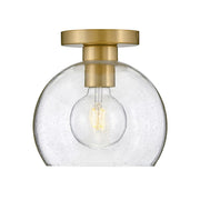Lark Rumi 1 Light 9" Flush Mount, Lacquered Brass/Clear Seedy - 83011LCB