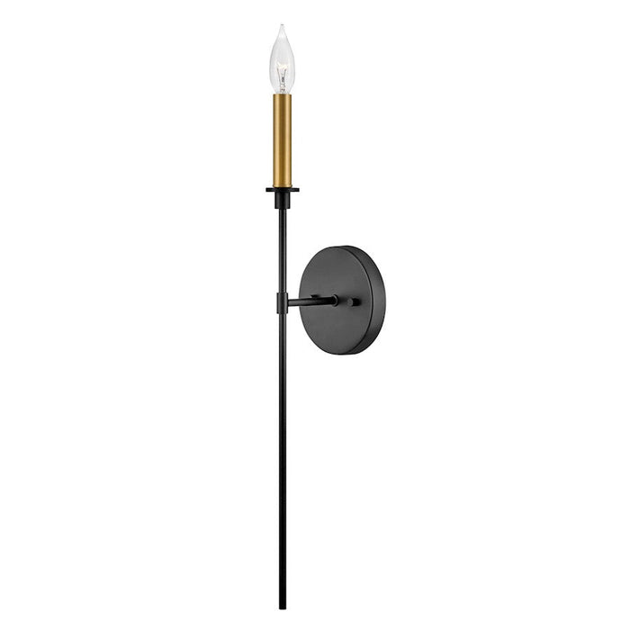 Lark Hux 1 Light Tall Wall Sconce, Black - 83070BK