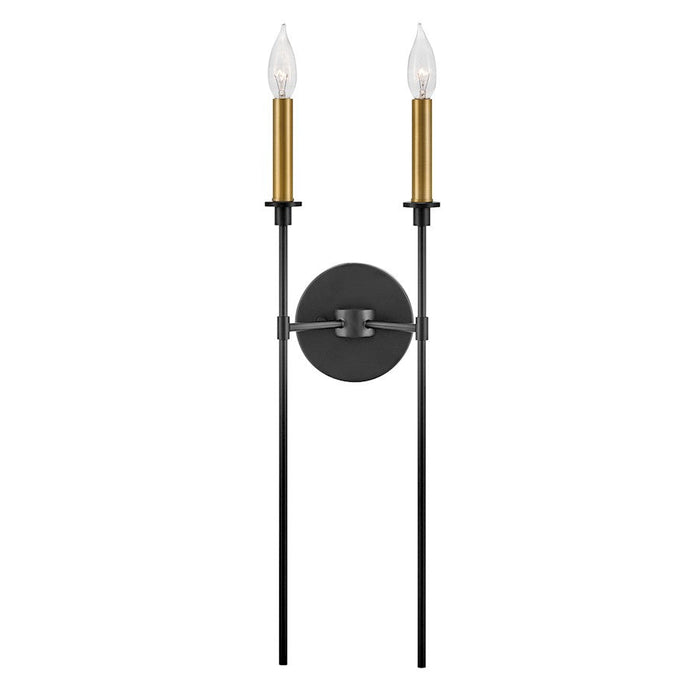 Lark Hux 2 Light Tall Wall Sconce, Black - 83072BK