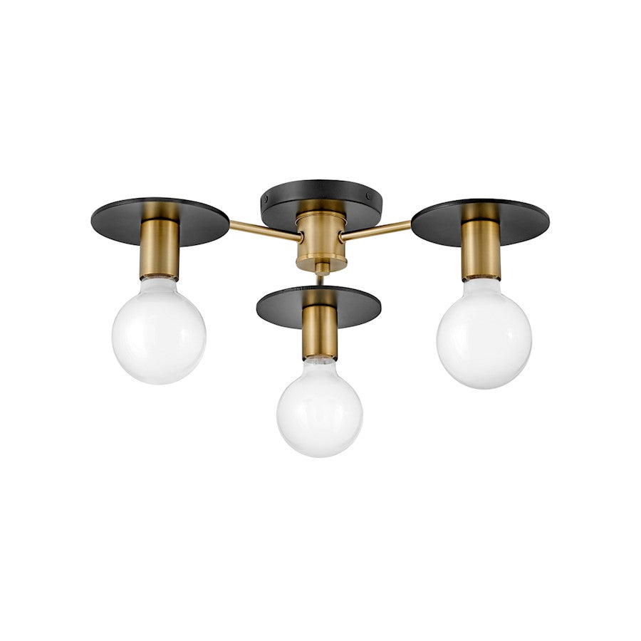 Lark Bobbie 3 Light Semi Flush Mount, Lacquered Brass - 83203LCB