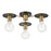 Lark Bobbie 3 Light Semi Flush Mount, Lacquered Brass