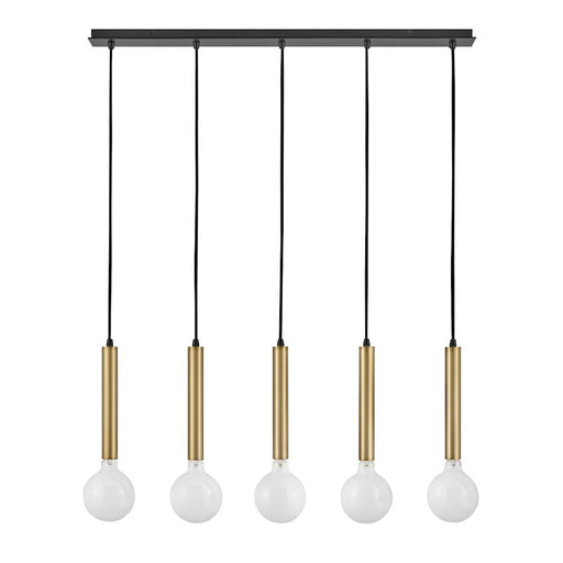 Lark Bobbie 5 Light Linear Chandelier, Lacquered Brass - 83206LCB