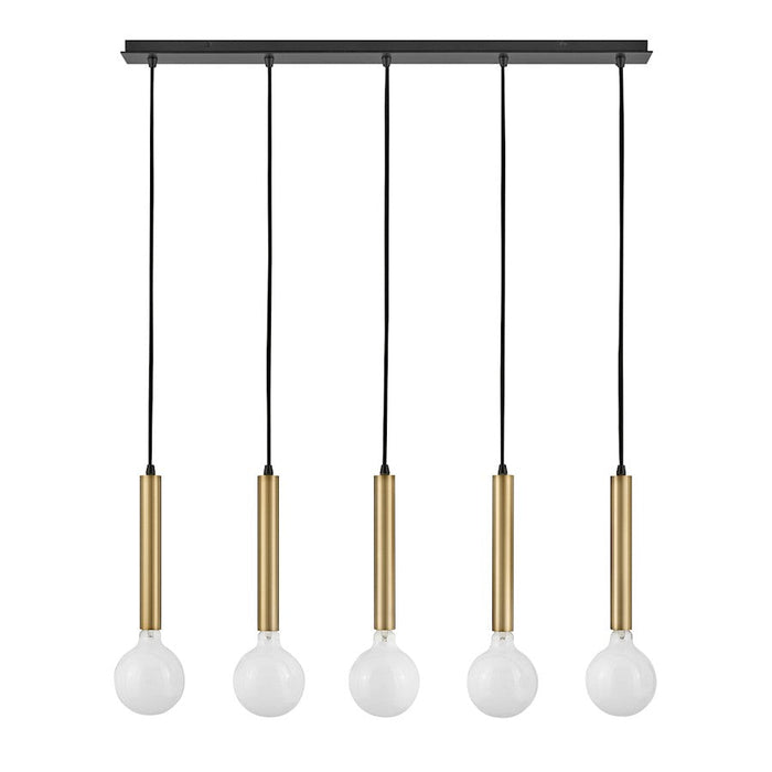 Lark Bobbie 5 Light Linear Chandelier, Lacquered Brass - 83206LCB