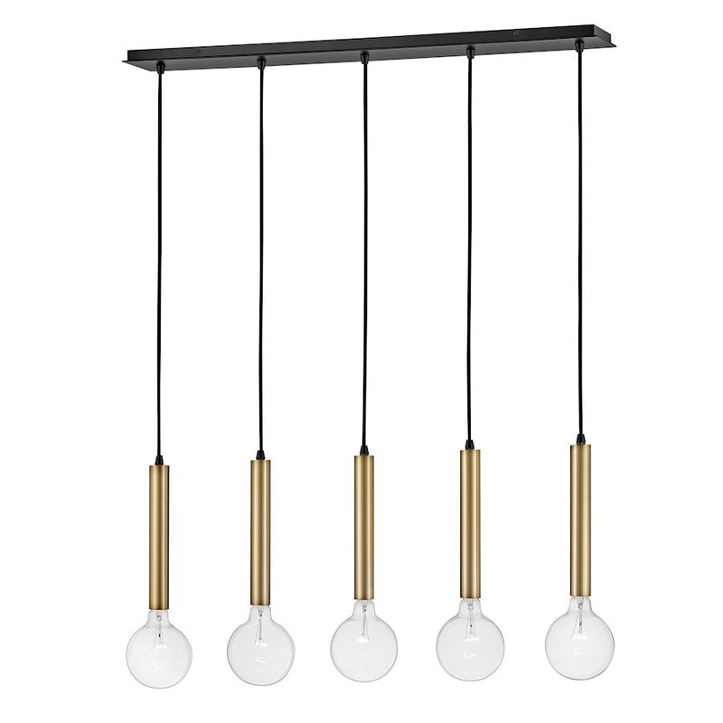 Lark Bobbie 5 Light Linear Chandelier, Lacquered Brass