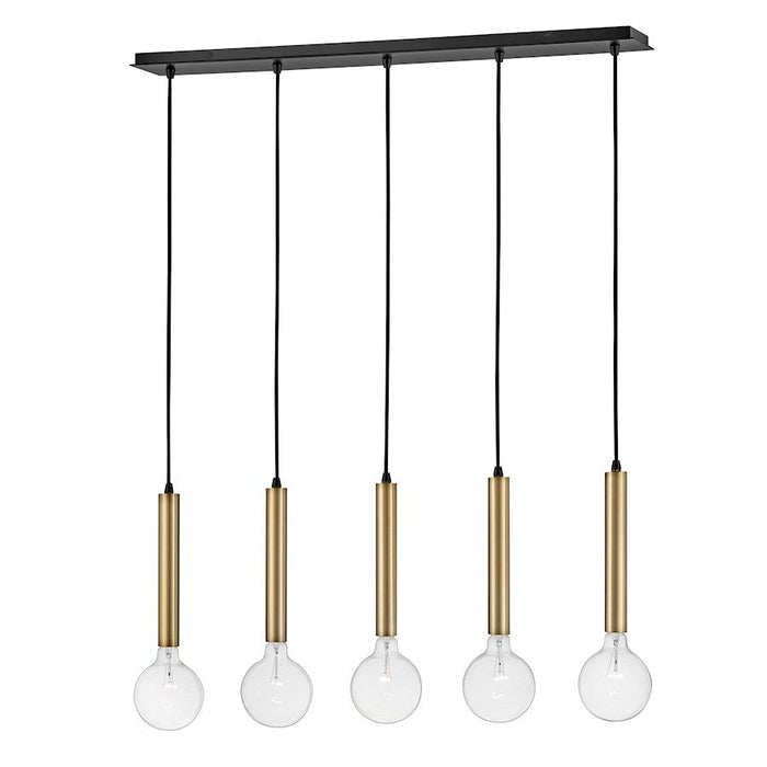 Lark Bobbie 5 Light Linear Chandelier, Lacquered Brass