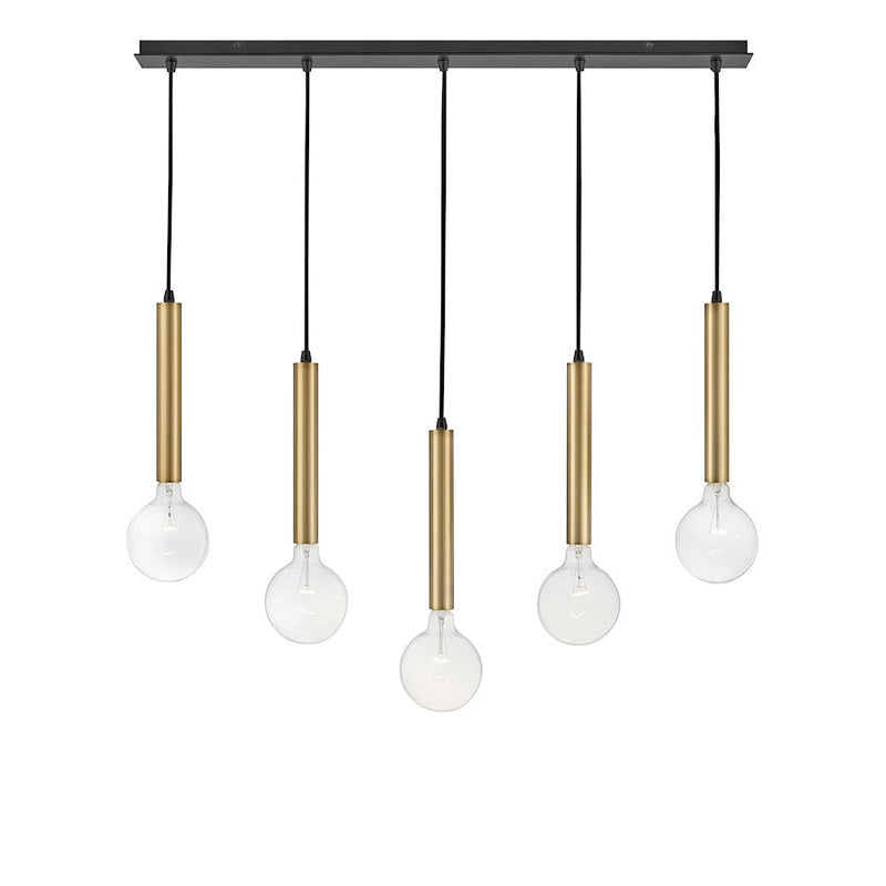 Lark Bobbie 5 Light Linear Chandelier, Lacquered Brass