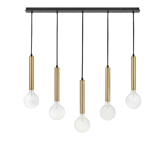 Lark Bobbie 5 Light Linear Chandelier, Lacquered Brass