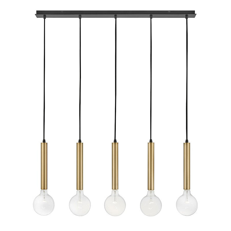 Lark Bobbie 5 Light Linear Chandelier, Lacquered Brass