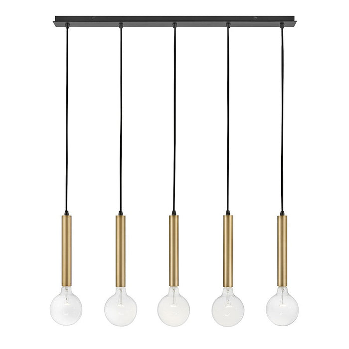 Lark Bobbie 5 Light Linear Chandelier, Lacquered Brass