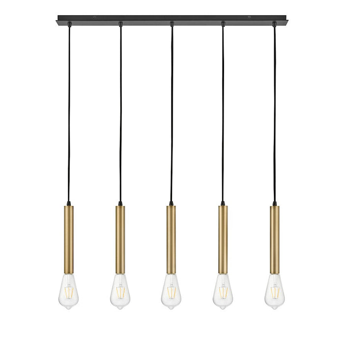 Lark Bobbie 5 Light Linear Chandelier, Lacquered Brass