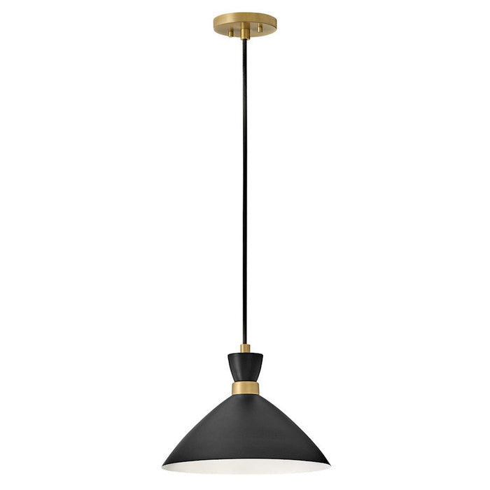 Lark Simon 1 Light Pendant, Black/Heritage Brass accents - 83257BK-HB