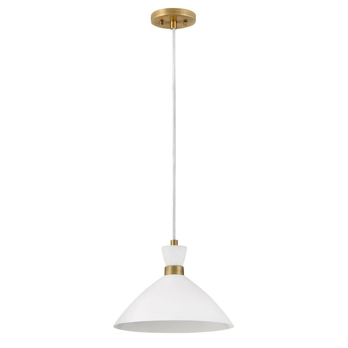 Lark Simon 1 Light Pendant, Matte White/Heritage Brass accents - 83257MW-HB