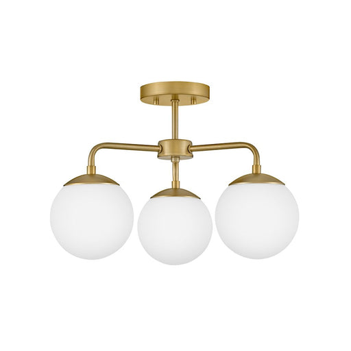 Lark Juniper 3 Light 13" Semi-Flush, Lacquered Brass/Etched Opal - 84203LCB