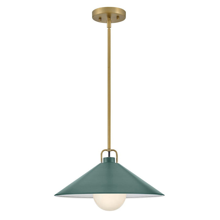 Lark Milo 1 Light 7" Pendant, Lacquered Brass/Sage Green accents - 84437LCB-SG